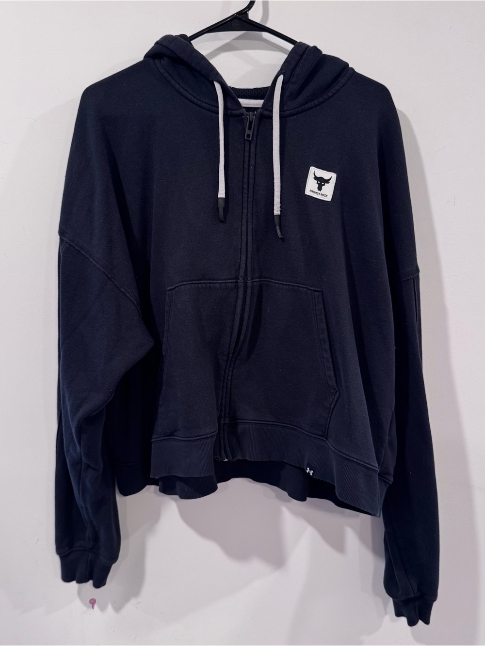 Under Armour Project Rock Black Athletic Women’s XL Boxy Cropped Zip Up Hoodie